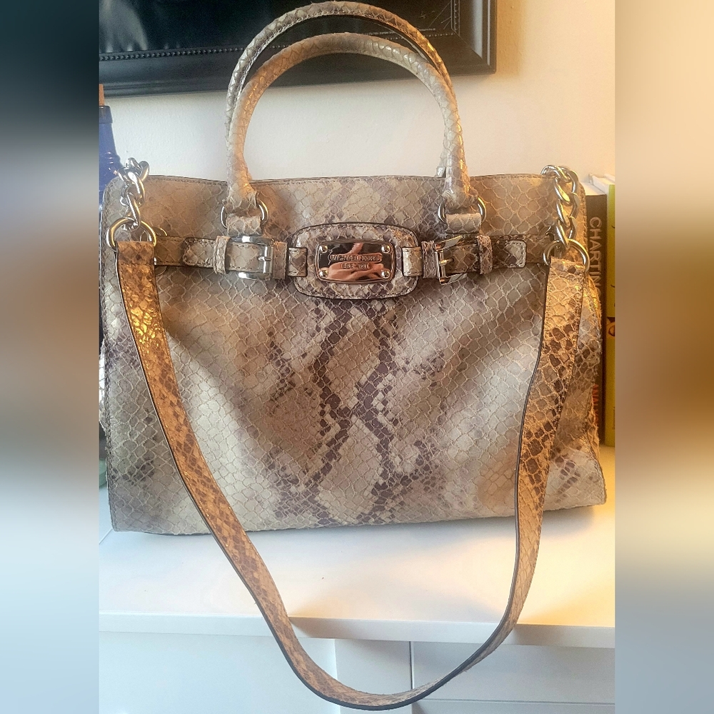 Michael Kors Grey & Silver Python Large Satchel - image 1